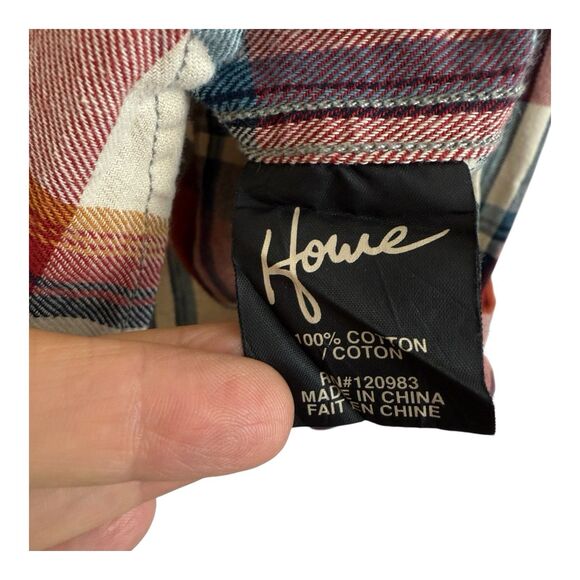 Howe Flannel Shirt Mens Sz Medium Red Blue Plaid Button Up Creative Workforce - Picture 4 of 12
